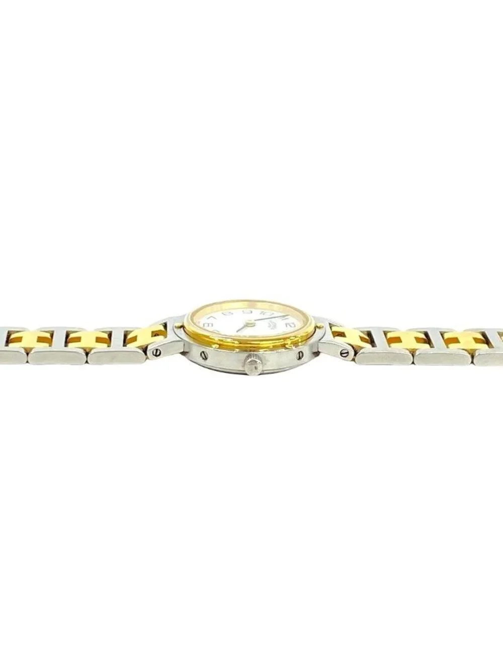 Hermes Clipper Stainless Quartz Watch Wrist Silver Gold